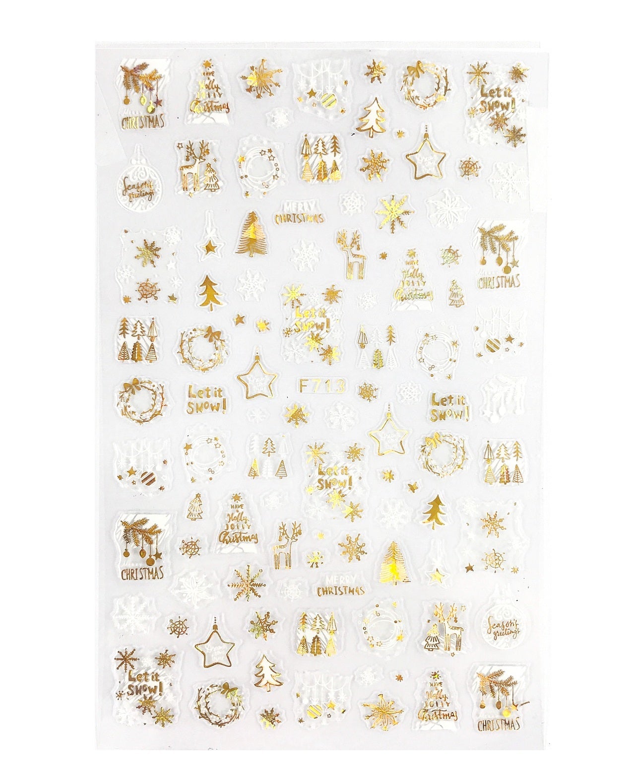 Holidays in Holo Gold ~ Snowflakes, Reindeer, Santa and More! Self Adhesive Decals | Lula Beauty