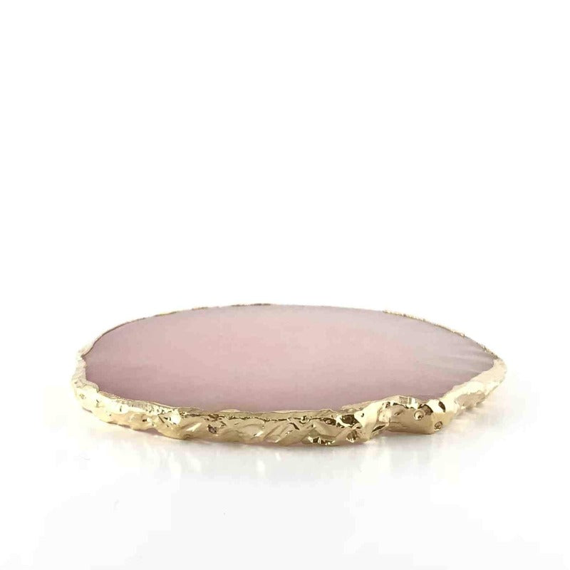 Faux Stone Nail Paint Dish (With Golden edge) Leaf or Round Shape